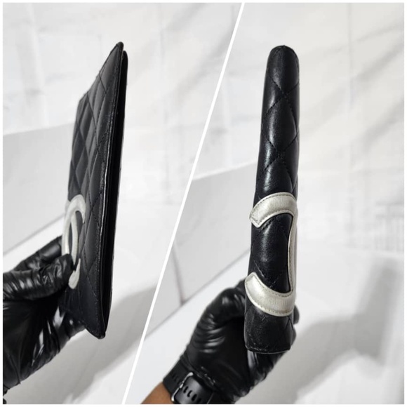 Authentic Chanel Quilted Leather Cambon Ligne Yen Long Wallet Black - Picture 4 of 9